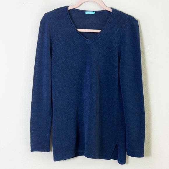 J. McLaughlin Callum Blue V-Neck Long Sleeves Pullover Sweater size Medium - Picture 7 of 7